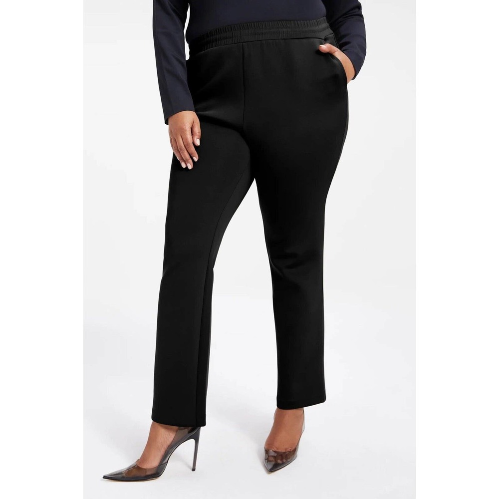 NWT Good American Womens Scuba Relaxed Staight Pant‎ Size 5(2X) Black Pockets